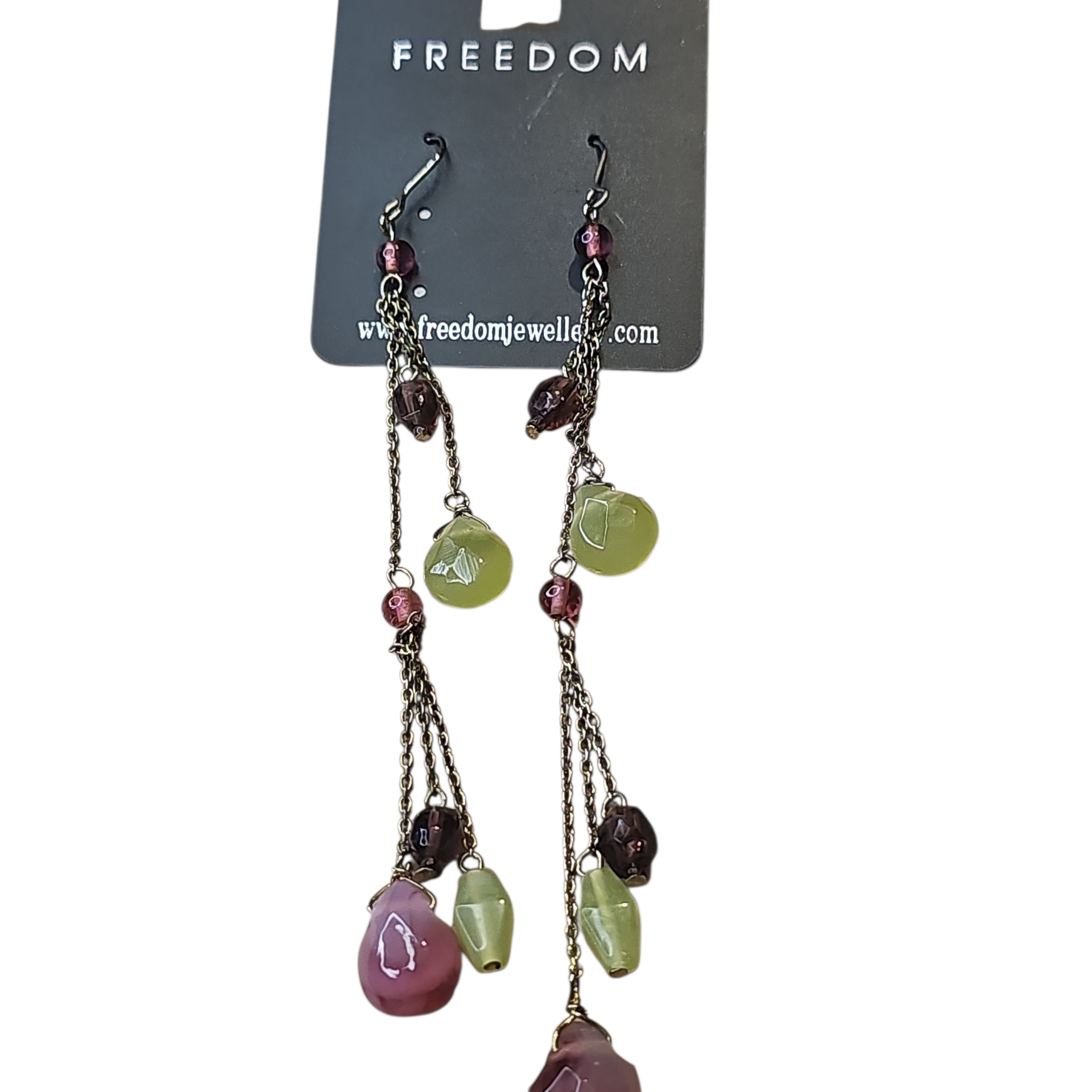 Green And Purple Dangle Earrings